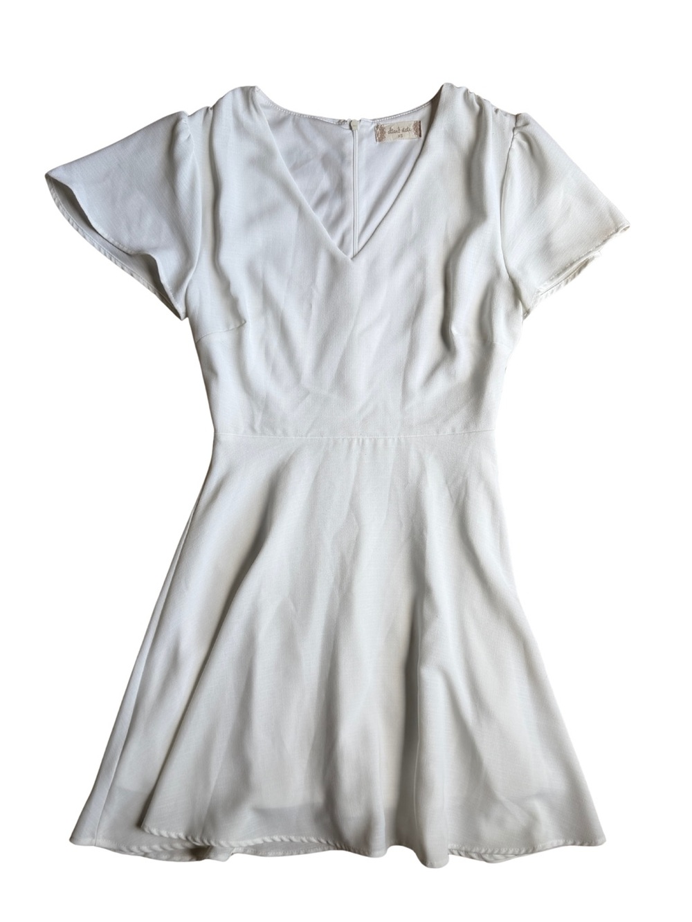 Altar'd State White V-Neck Short Sleeve Fit & Flare Dress
